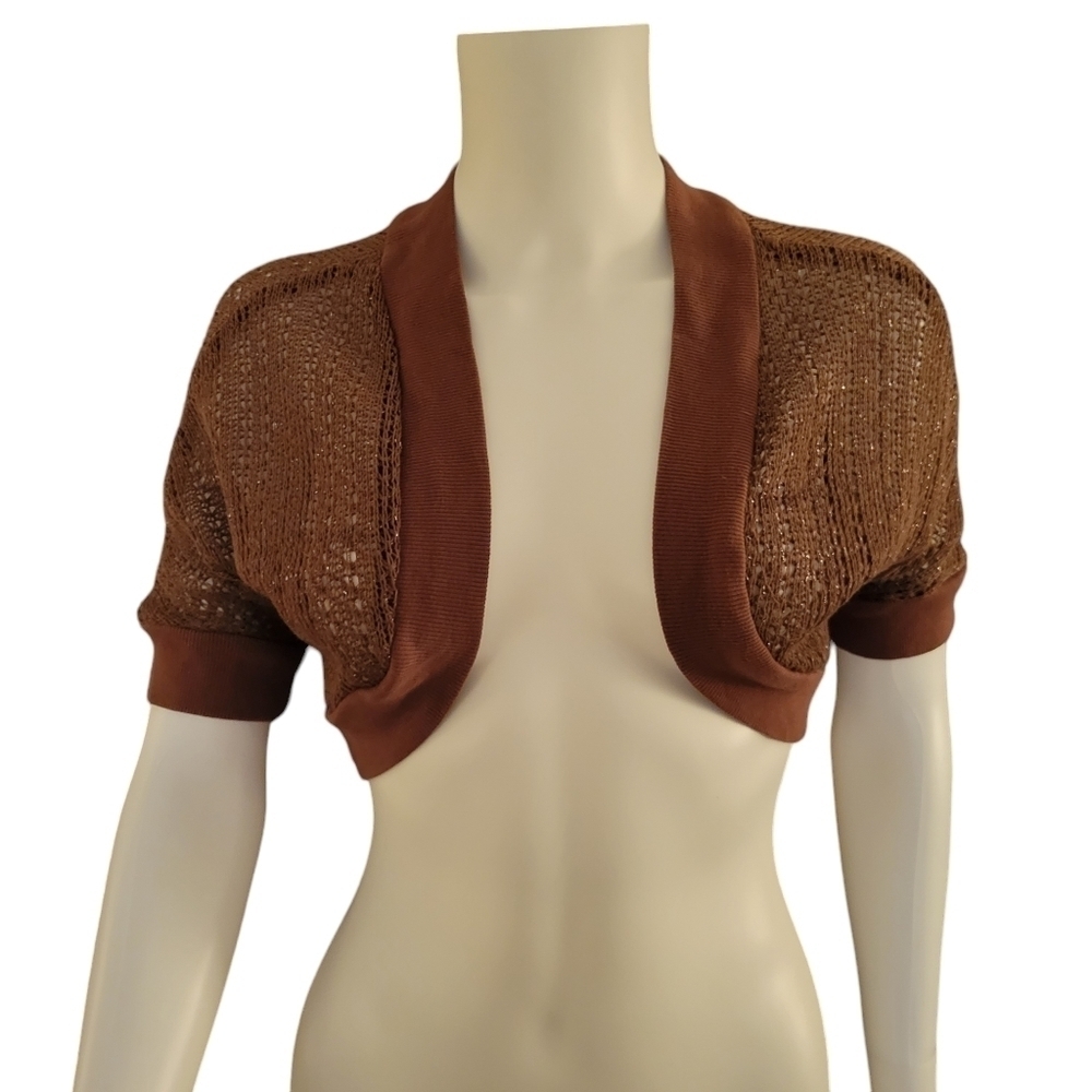 One Heart Bolero Sweater Brown Gold  L